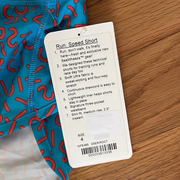 Lululemon Speed Short Run Liner Women 4 Blue Orange Cheeto Squiggle New NWT - Picture 2 of 8